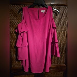 Umgee Pink Ruffled Relaxed Blouse